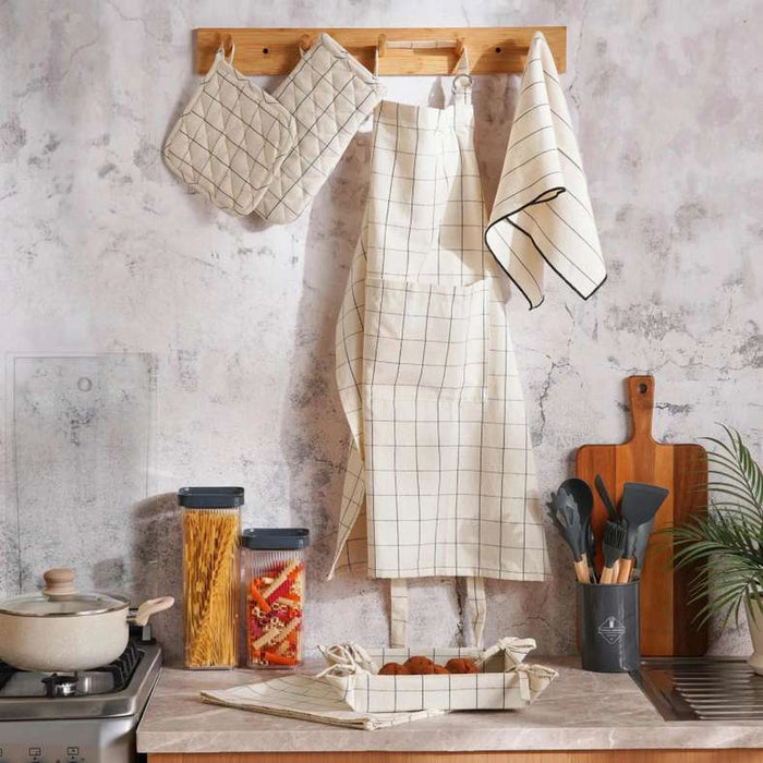 Serene Checks Apron 63X80Cm - Natural