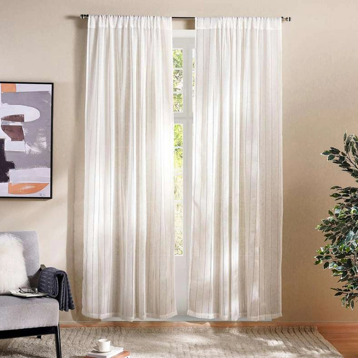 Serene Crimp Rod Pocket Sheer Curtain Pair 135X240Cm-White