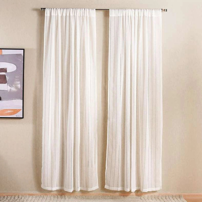 Serene Crimp Rod Pocket Sheer Curtain Pair 135X240Cm-White