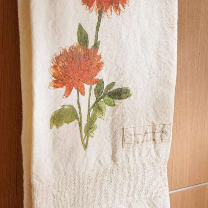 Serene Dahlia Printed Kitchen Towel 50X70Cm - Orange