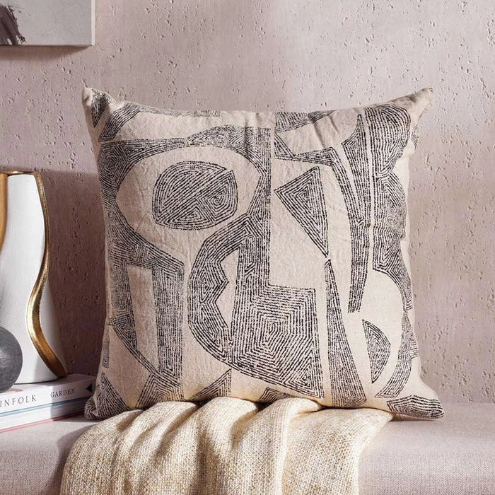 Serene Geo Down Alternative Filled Cushion 50X50Cm - Black