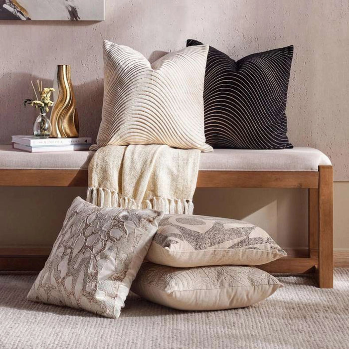 Serene Geo Down Alternative Filled Cushion 50X50Cm - Black