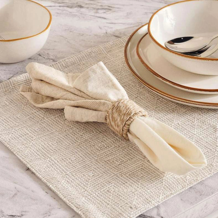 Serene Leno Window Pane 4 Piece Napkin Set 45X45Cm - Linen