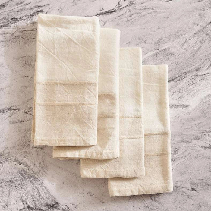 Serene Leno Window Pane 4 Piece Napkin Set 45X45Cm - Linen