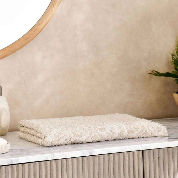 Serene Linen Jacquard Bath Towel 70X140 Cm-Linen