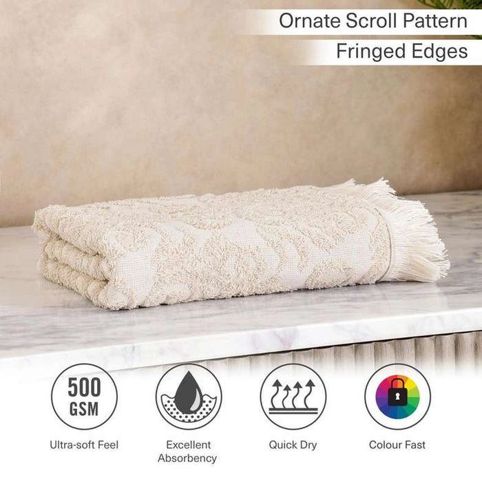 Serene Linen Jacquard Bath Towel 70X140 Cm-Linen
