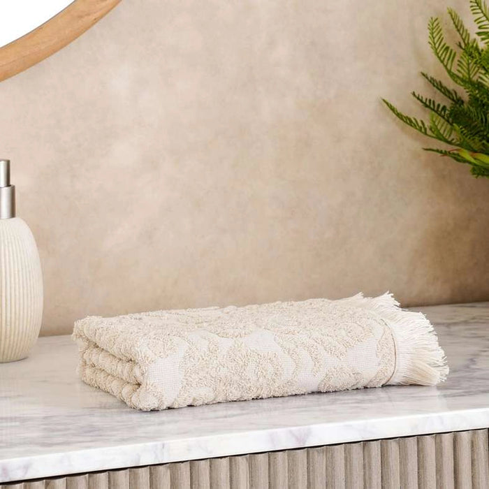 Serene Linen Jacquard Hand Towel 50X90Cm - Linen