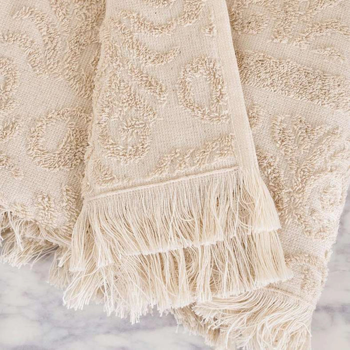 Serene Linen Jacquard Hand Towel 50X90Cm - Linen
