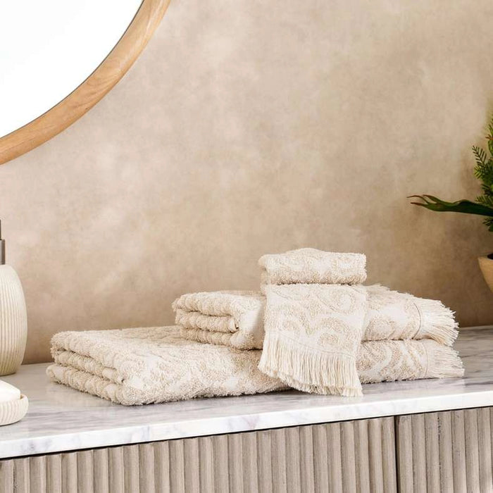 Serene Linen Jacquard Hand Towel 50X90Cm - Linen