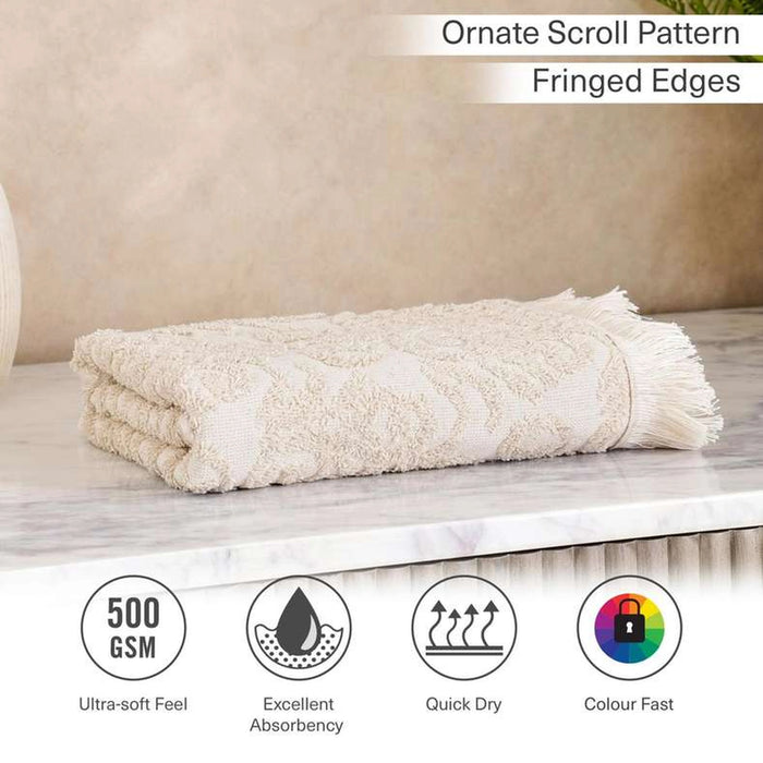 Serene Linen Jacquard Hand Towel 50X90Cm - Linen