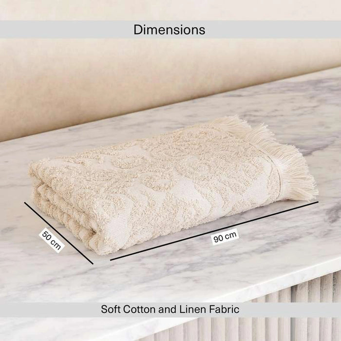 Serene Linen Jacquard Hand Towel 50X90Cm - Linen