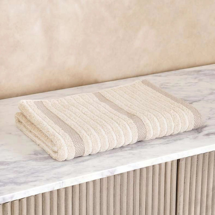 Serene Linen Stripe Terry Bath Towel 70X140 Cm-Linen