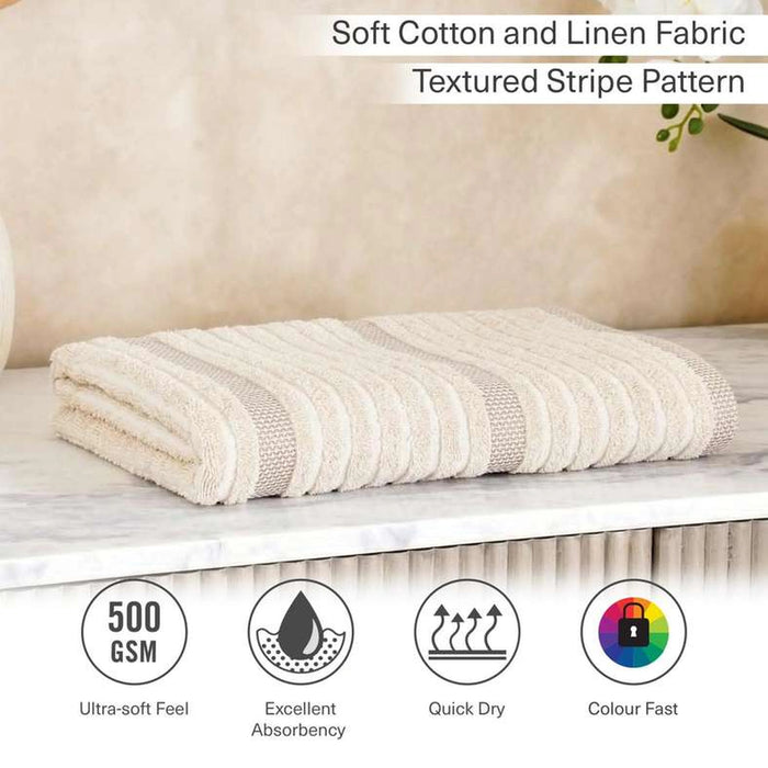 Serene Linen Stripe Terry Bath Towel 70X140 Cm-Linen