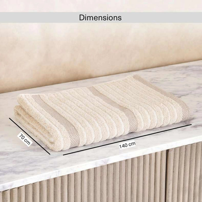 Serene Linen Stripe Terry Bath Towel 70X140 Cm-Linen