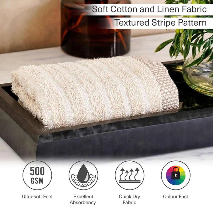 Serene Linen Stripe Terry Face Towel 30X50 Cm - Linen
