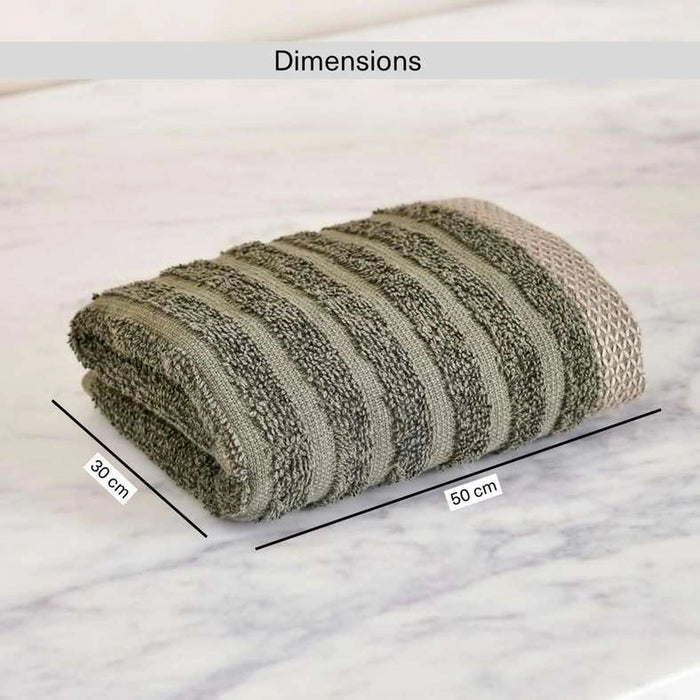 Serene Linen Stripe Terry Face Towel 30X50 Cm - Olive