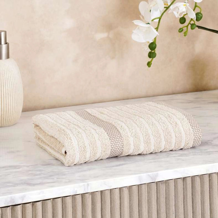 Serene Linen Stripe Terry Hand Towel 50X90 Cm - Linen