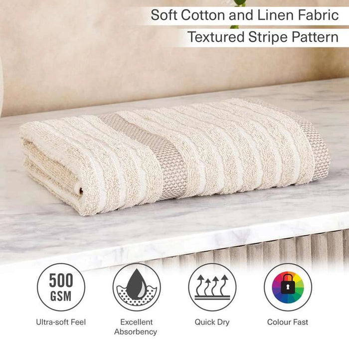 Serene Linen Stripe Terry Hand Towel 50X90 Cm - Linen