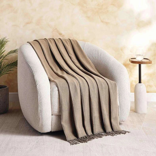 Serene Stone Washed Fringed Throw 130X170-Ochre PAN HOME