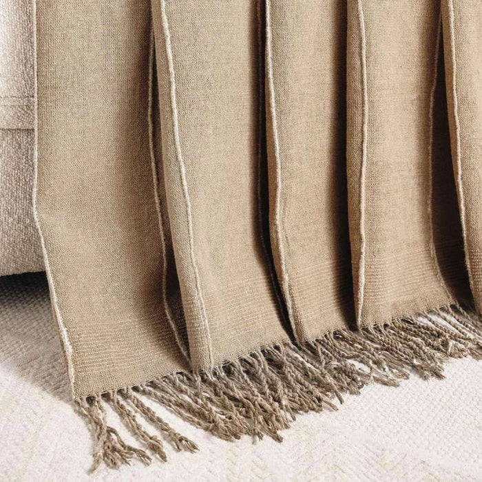 Serene Stone Washed Fringed Throw 130X170-Ochre