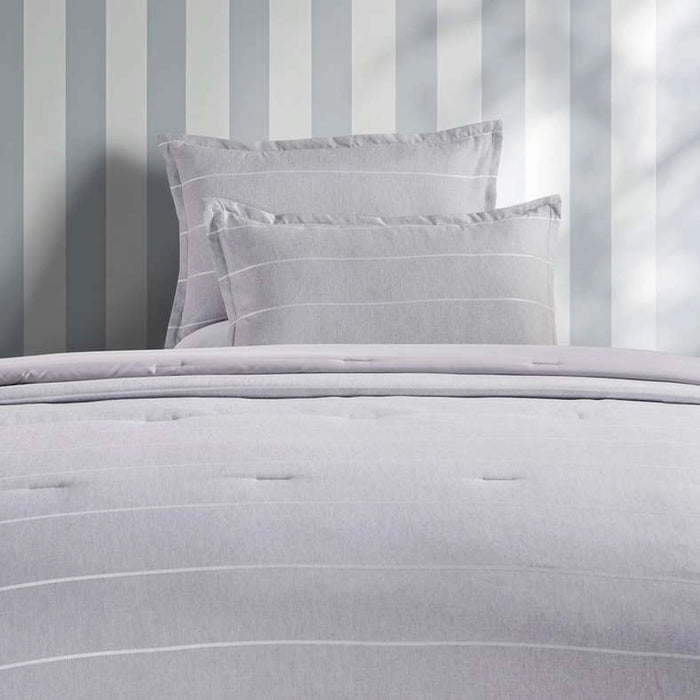 Serene Stripe 3-Piece Full Comforter Set - 160X220Cm- Grey