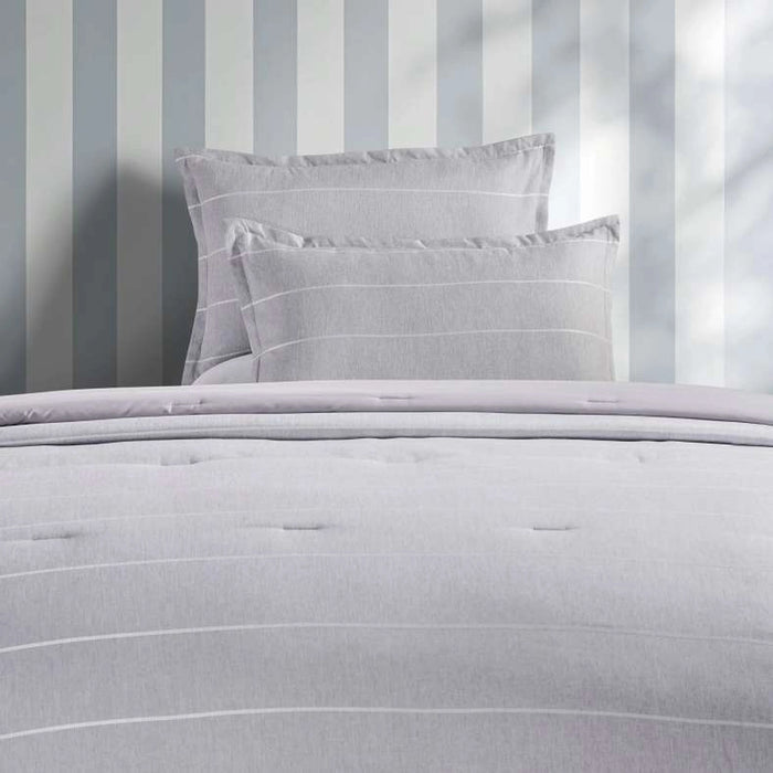 Serene Stripe 3-Piece King Comforter Set 240X260Cm - Grey