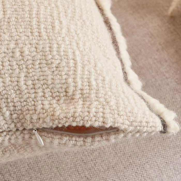 Serene Wool Soft Fringed Filled Cushion 40X60Cm - Ivory
