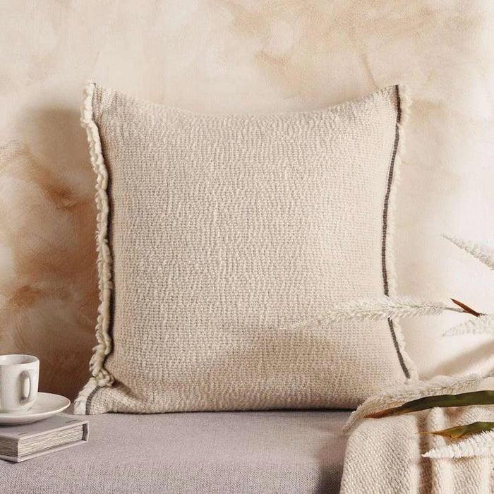 Serene Wool Soft Fringed Filled Cushion 50X50Cm - Ivory