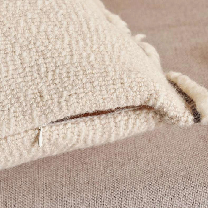Serene Wool Soft Fringed Filled Cushion 50X50Cm - Ivory