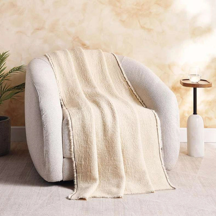 Serene Wool Soft Fringed Throw 125X150Cm - Ivory