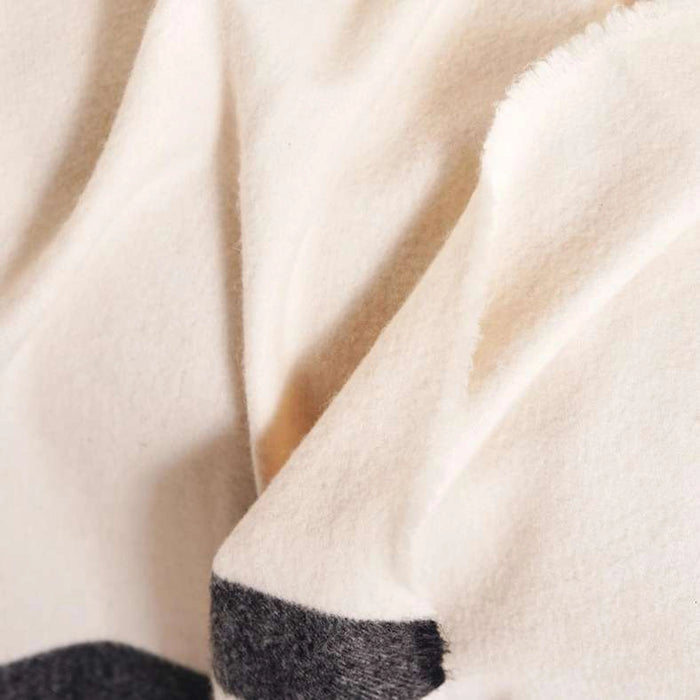 Serene Wool Stripe Border Fringed Throw 135X170Cm - Cream