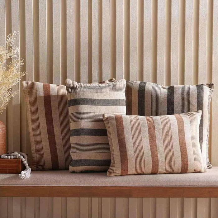 Serene Woven Stripe Filled Cushion 40X60Cm - Rust