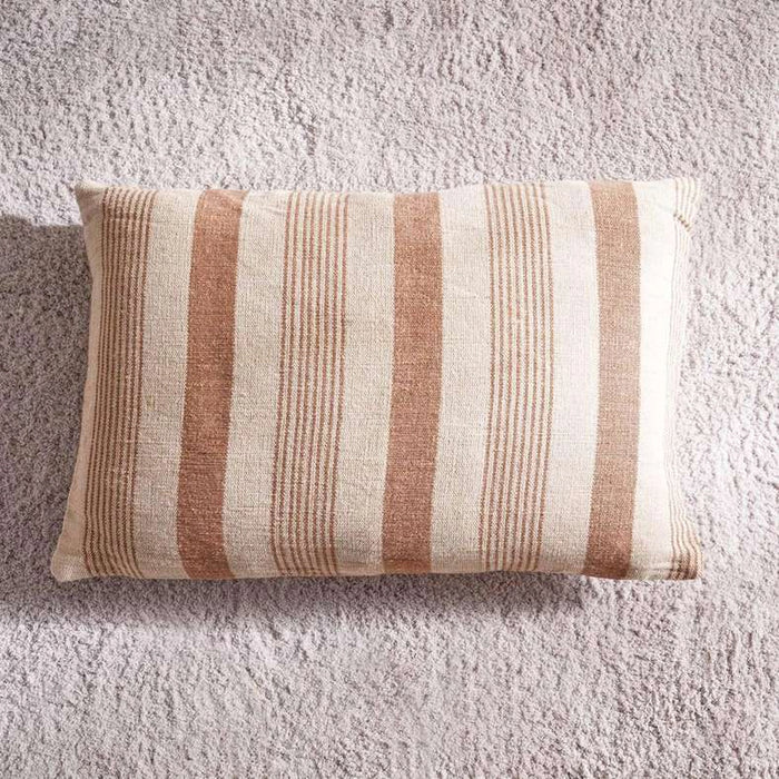 Serene Woven Stripe Filled Cushion 40X60Cm - Rust