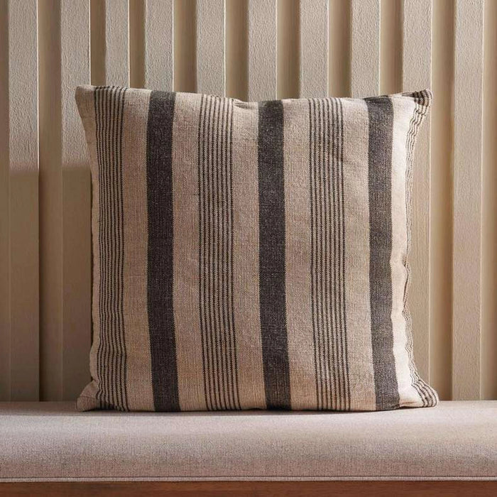 Serene Woven Stripe Filled Cushion 60X60Cm - Antracite