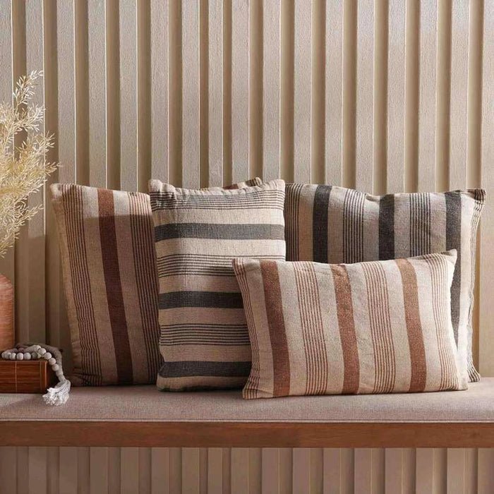 Serene Woven Stripe Filled Cushion 60X60Cm - Rust