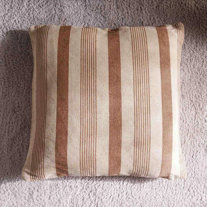 Serene Woven Stripe Filled Cushion 60X60Cm - Rust
