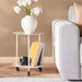 Serra End Table With 3 Wheels Metal Pan Home