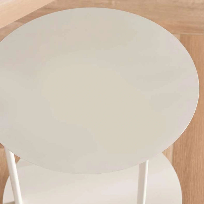 Serra End Table With 3 Wheels Metal Pan Home
