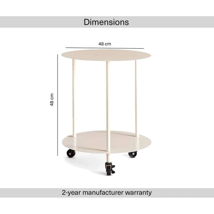 Serra End Table With 3 Wheels Metal Pan Home