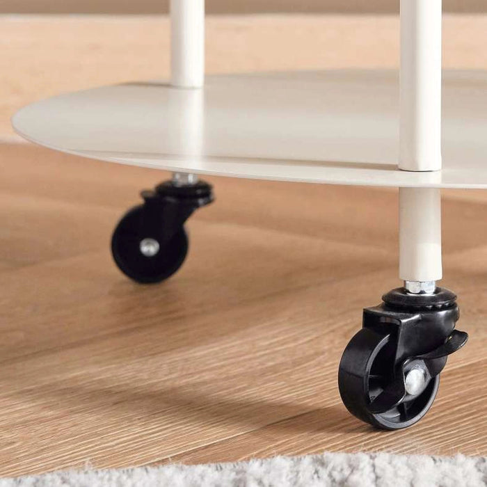 Serra End Table With 3 Wheels Metal Pan Home