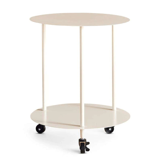 Serra End Table With 3 Wheels Metal Pan Home