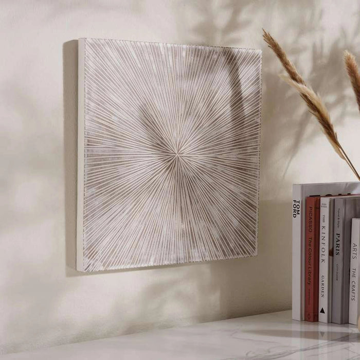 Setia Starburst Design Wood Wall Art - White Wash Pan Home