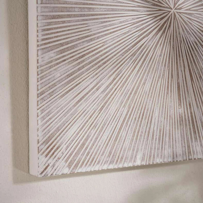 Setia Starburst Design Wood Wall Art - White Wash Pan Home