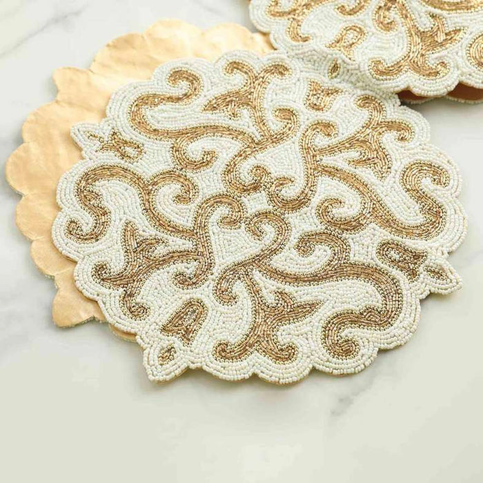 Shadeen Beaded Table Runner 33X91Cm-Ivory Gold