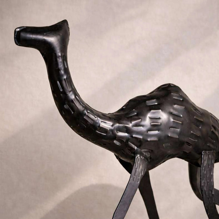 Shams Metal Galloping Camel Decor Sculpture 50X12X74Cm - Antique Nickle