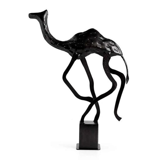Shams Metal Galloping Camel Decor Sculpture 50X12X74Cm - Antique Nickle PAN HOME