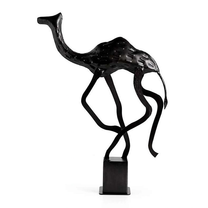Shams Metal Galloping Camel Decor Sculpture 50X12X74Cm - Antique Nickle