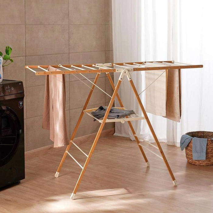 Shane Foldable Bamboo Cloth Dryer With 17M Drying Space 137X57X95Cm - Natural