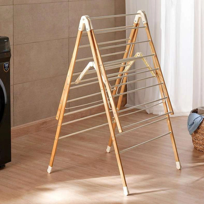 Shane Foldable Bamboo Cloth Dryer With 17M Drying Space 137X57X95Cm - Natural