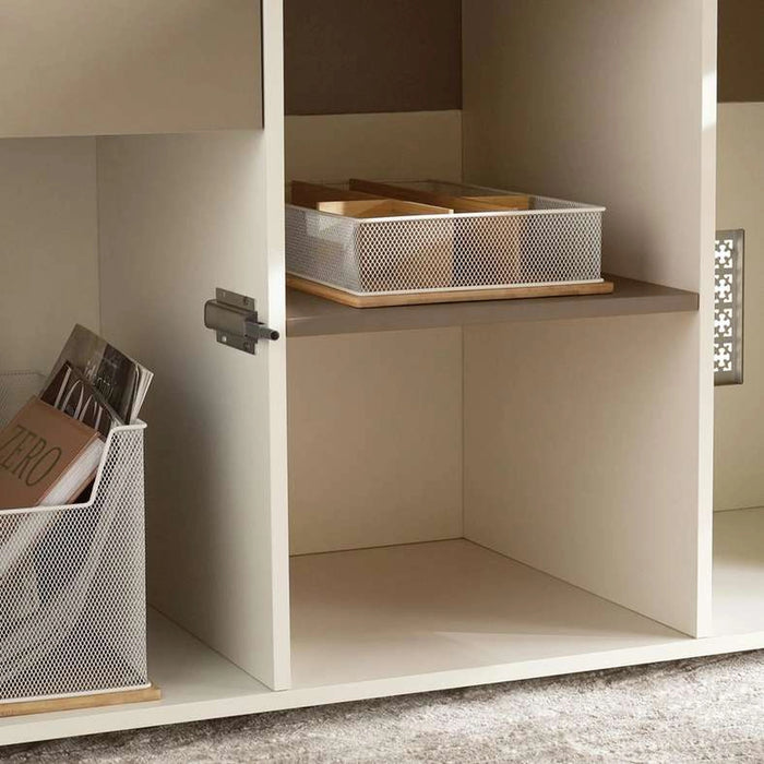 Shanil Executive Desk With Side Cabinet Melamine - Beige & White